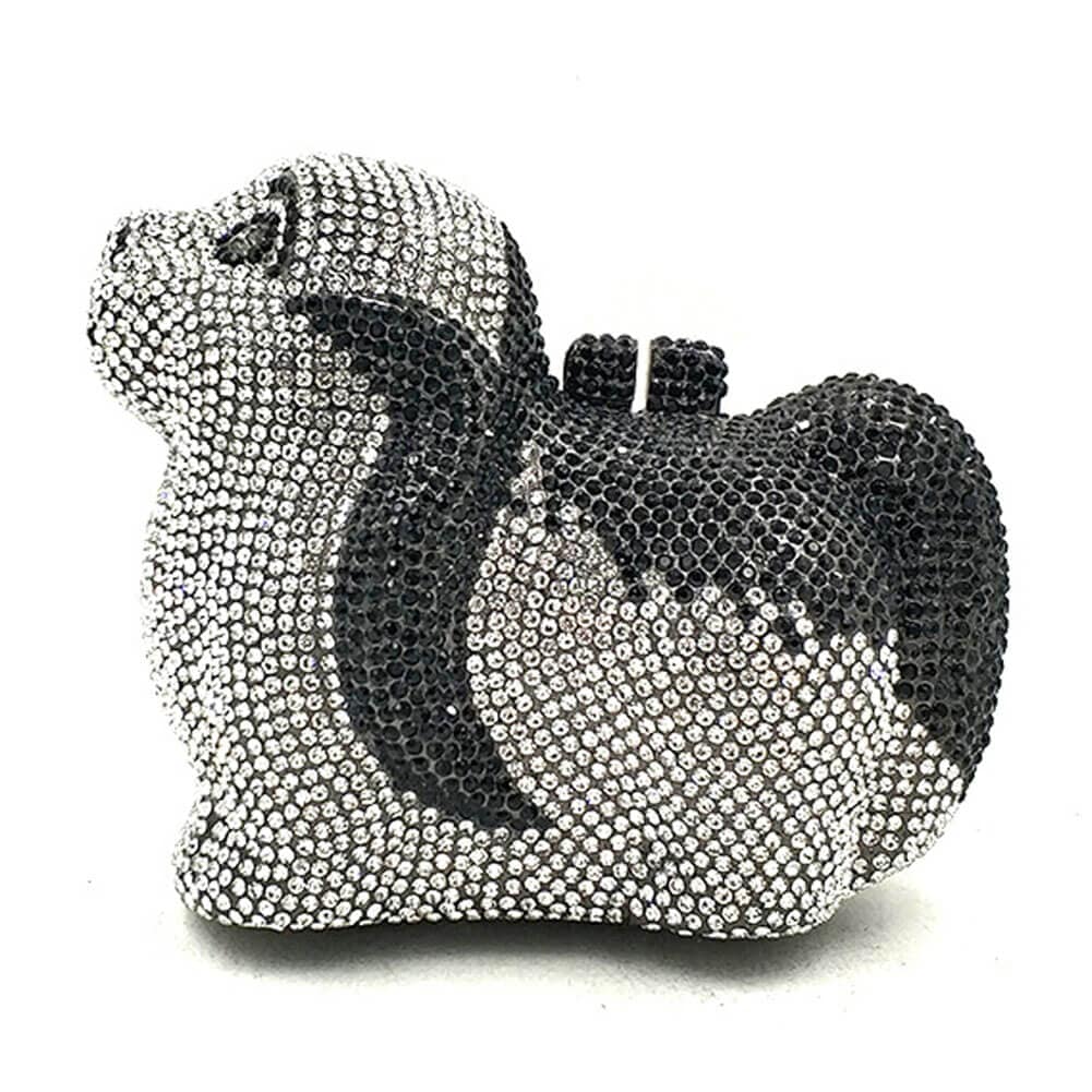 Handmade Sparkle Puppy Dog Evening Clutch - Black White - Luxury bags by WAAMII