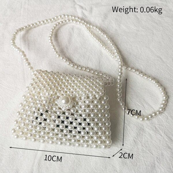 Handmade Woven Beaded Pearl  Clutch Tote Messenger Bag Evening Bags bags WAAMII beige model H1  
