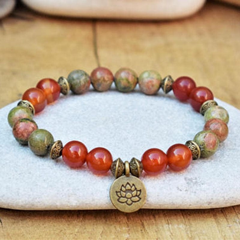Healing Stone Lotus Jasper Medetation Yoga Bead Carnelian Mala Bracelets Jewelry WAAMII   