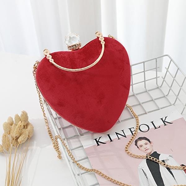 Heart-Shaped Diamonds Crystal Clutch bags WAAMII red big 