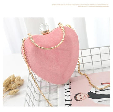 Heart-Shaped Diamonds Crystal Clutch - pink big - Luxury bags by WAAMII