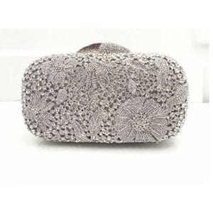 Hollow Out Crystal Diamond Women Bride Evening Bag bags WAAMII Silver  