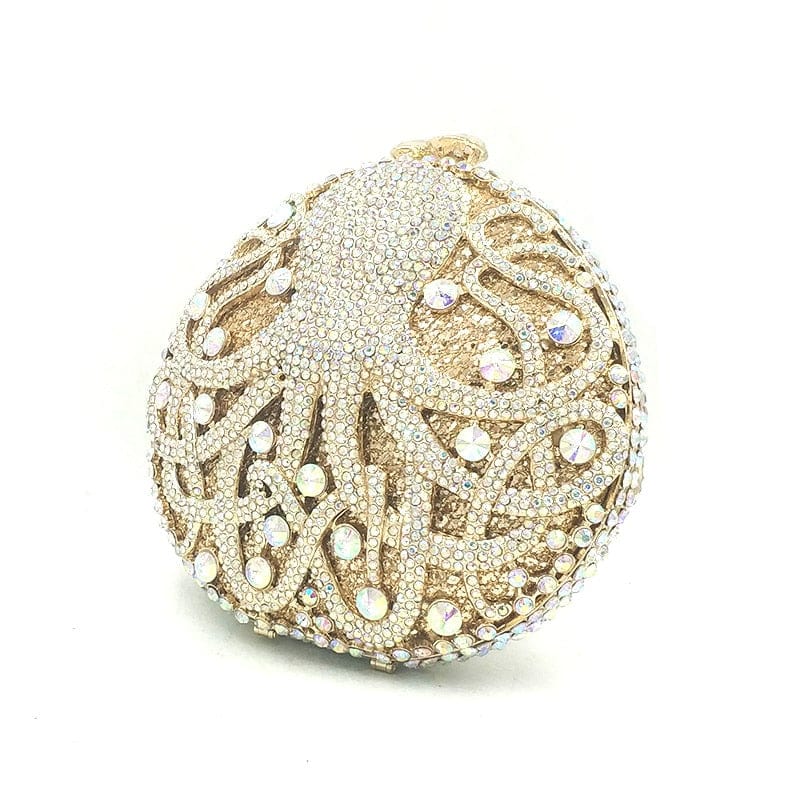 Hollow Out Diamante Octopus Crystal Clutches Purse bags WAAMII   