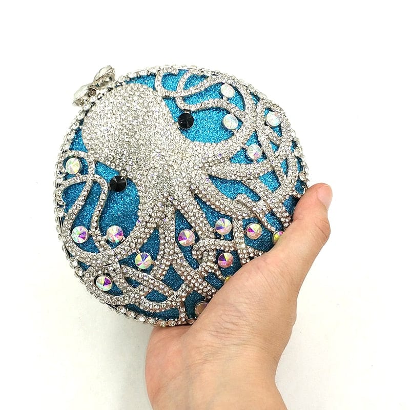 Hollow Out Diamante Octopus Crystal Clutches Purse bags WAAMII   