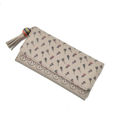 Hollow Out Vegan Leather Floral Wallet Card Holder Ladies Long Purse - - Luxury bags by WAAMII