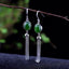 Judy Sterling Silver Precious Stone Tassel Earrings Jewelry WAAMII Green Nephrite  