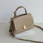 Jane Gold-Tone Knot Handle  Leather Satchel bags WAAMII khaki about 26x10x17cm 