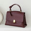 Jane Gold-Tone Knot Handle  Leather Satchel bags WAAMII wine red about 26x10x17cm 