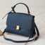 Jane Gold-Tone Knot Handle  Leather Satchel bags WAAMII dark blue about 26x10x17cm 