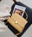 Jane Gold-Tone Knot Handle  Leather Satchel bags WAAMII   