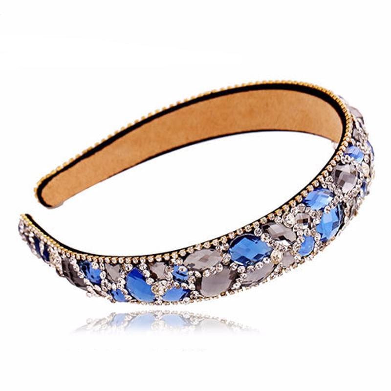 Jeweled Headband Crystal Diamante Hairbands Hair Accessories Accessories WAAMII blue  