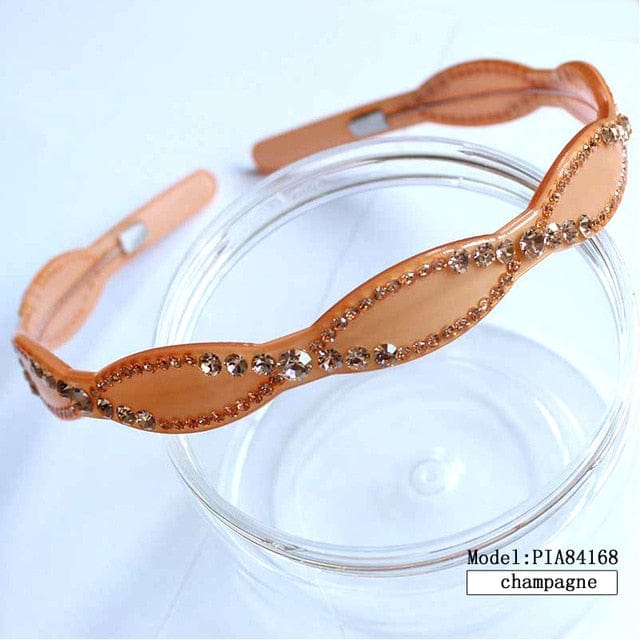 Jeweled Headband Headwear Acetate Hair Band Accessories WAAMII champagne  