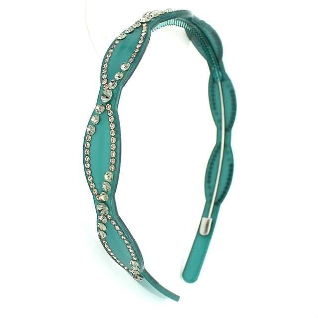 Jeweled Headband Headwear Acetate Hair Band Accessories WAAMII green  