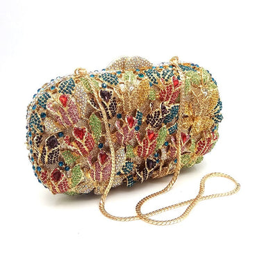 Ladies Multi Color Floral Diamente Clutch Evening Purse - - Luxury bags by WAAMII