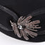 Ladies Simple Wool With Bowknot Rhinestone Beret Hat-Black Accessories WAAMII   