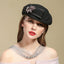 Ladies Simple Wool With Bowknot Rhinestone Beret Hat-Black Accessories WAAMII   