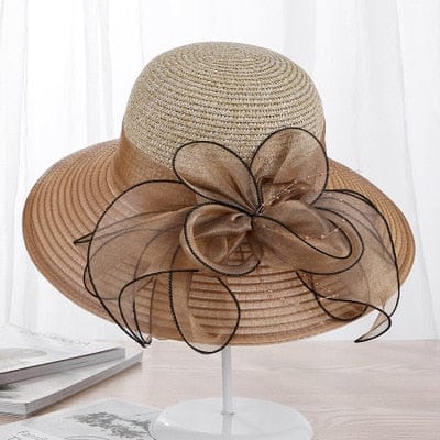 Ladies Sun Hats Wide Brim Flower Church Bucket Beach Hat