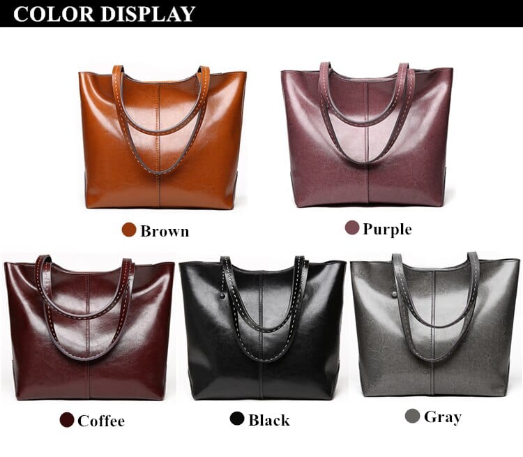 Large Capacity Women Retro Oil Wax Leather Tote Shoulder Bags bags WAAMII   