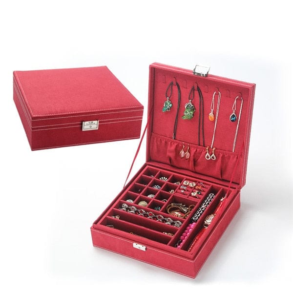 Large Standing Jewelry Box Gift Boxes Jewelry Organizer Multi Colors Jewelry WAAMII dark red  