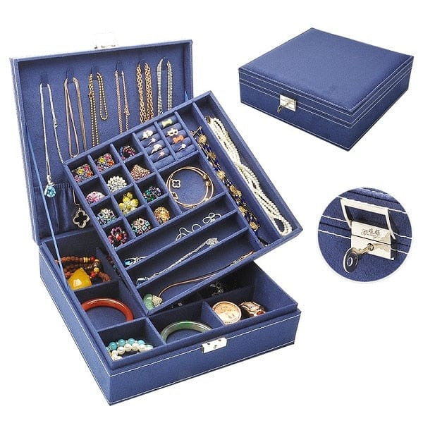 Large Standing Jewelry Box Gift Boxes Jewelry Organizer Multi Colors Jewelry WAAMII Navy  