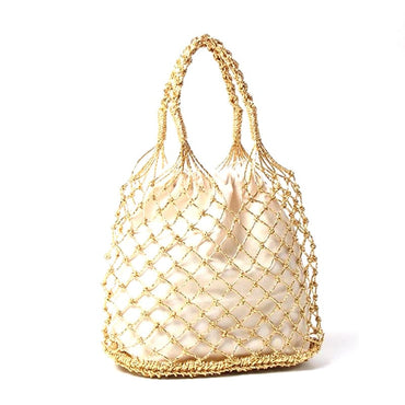 Lesley Hollow Woven Netted Handbag Beach Bag - - Luxury bags by WAAMII