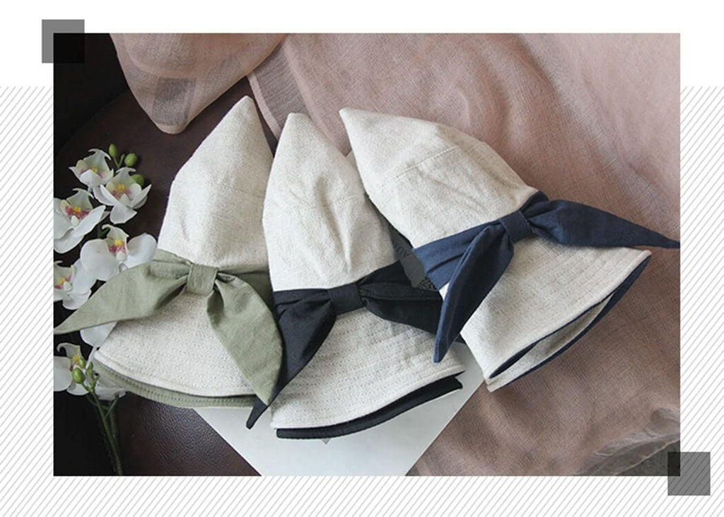 Linen And Cotton-blend Crusher With Butterfly Knot Accessories WAAMII   