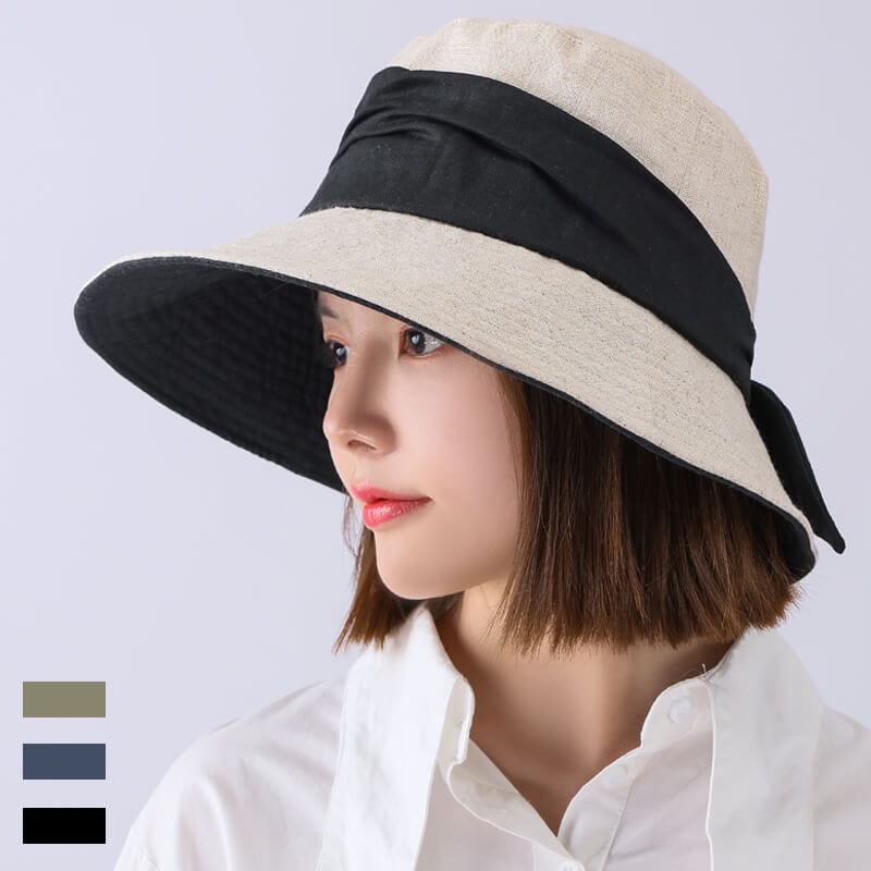 Linen And Cotton-blend Crusher With Butterfly Knot Accessories WAAMII Black  