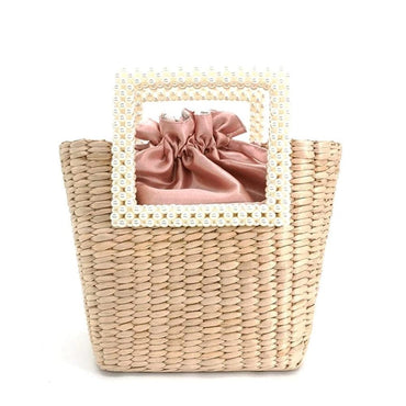 Lona Summer Pearl Straw Top Handle Beach Bag - - Luxury bags by WAAMII
