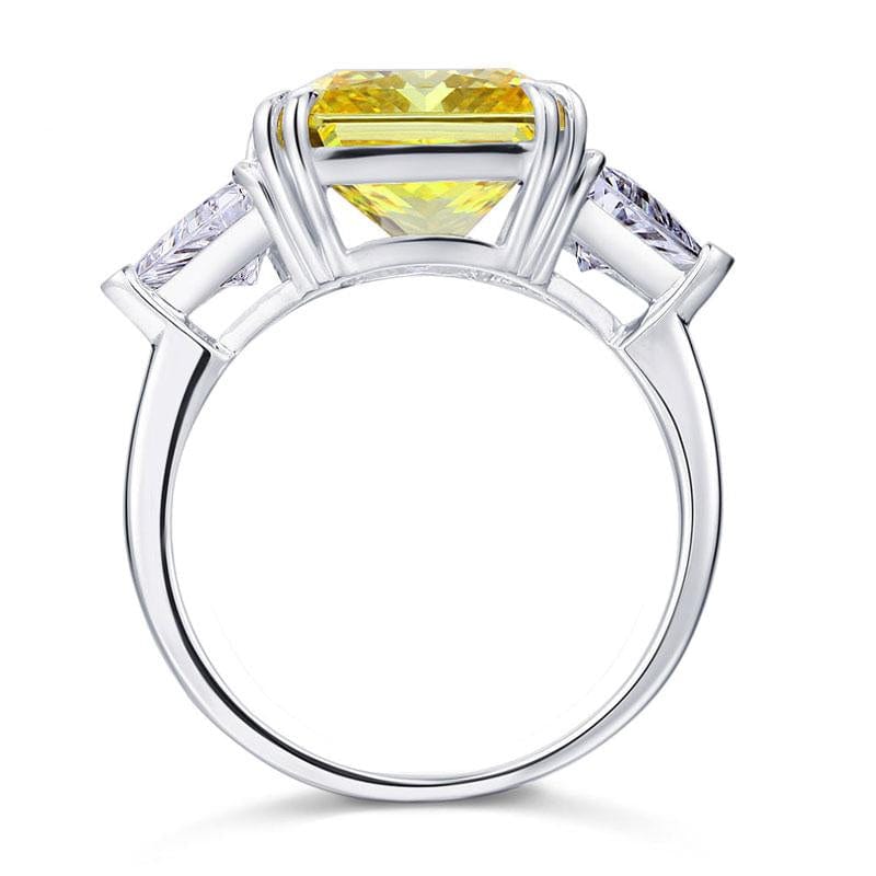 Luxury 8 Carat 925 Sterling Silver Three-Stone Yellow Canary Created Diamante Ring Jewelry WAAMII   