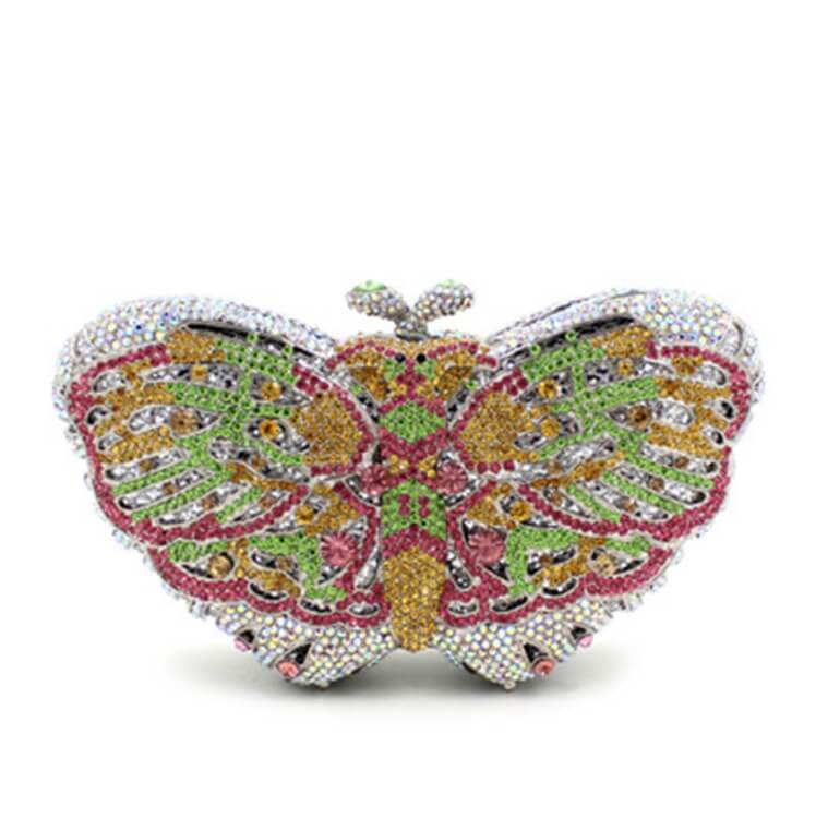 Luxury Crystal Bufferfly Clutch Handbag - D - Luxury bags by WAAMII