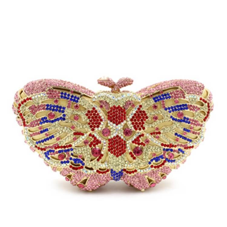 Luxury Crystal Bufferfly Clutch Handbag - E - Luxury bags by WAAMII