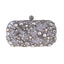 Luxury Crystal Diamante Beaded Clutch Bag-Silver/Apricot - - Luxury bags by WAAMII