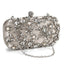 Luxury Crystal Diamante Beaded Clutch Bag-Silver/Apricot - - Luxury bags by WAAMII