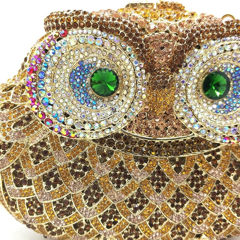 Luxury Crystal Diamond Animal Evening Bag Hollow-Out Owl Clutch bags WAAMII   