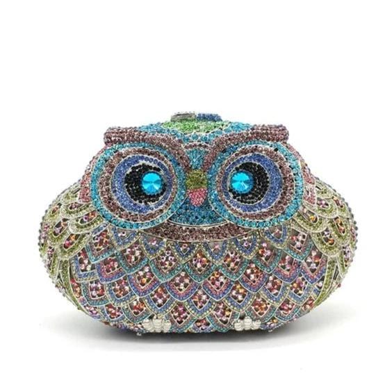 Luxury Crystal Diamond Animal Evening Bag Hollow-Out Owl Clutch bags WAAMII Color 5  