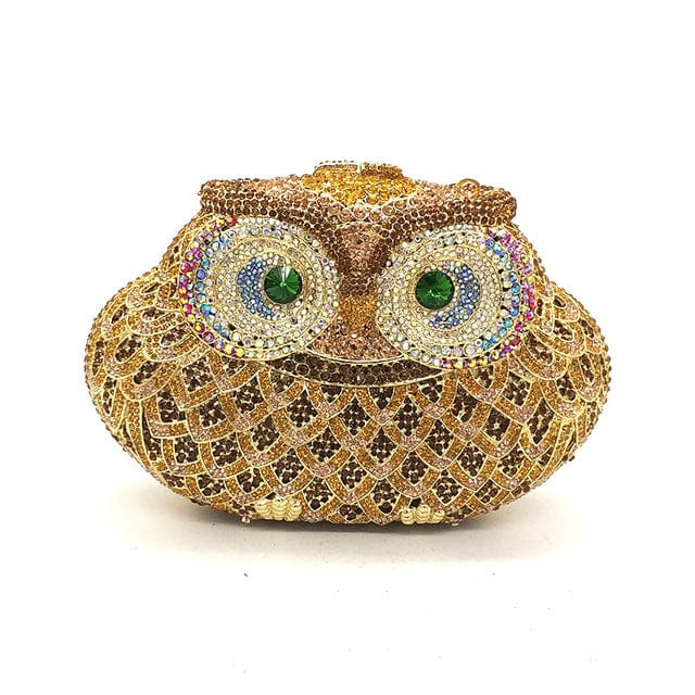 Luxury Crystal Diamond Animal Evening Bag Hollow-Out Owl Clutch bags WAAMII Color 9  