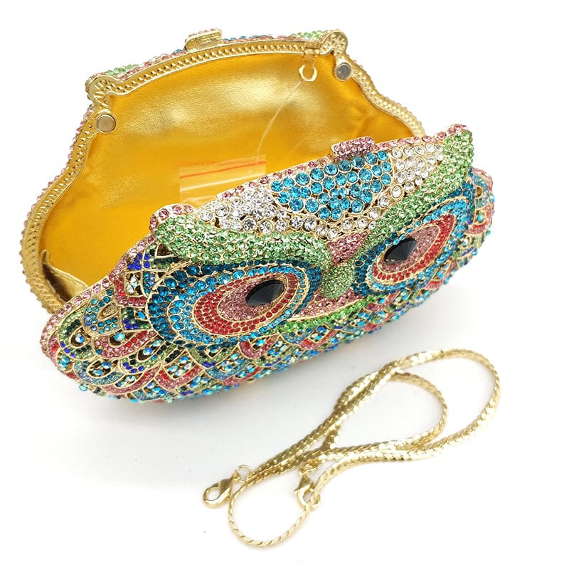 Luxury Crystal Diamond Animal Evening Bag Hollow-Out Owl Clutch bags WAAMII   