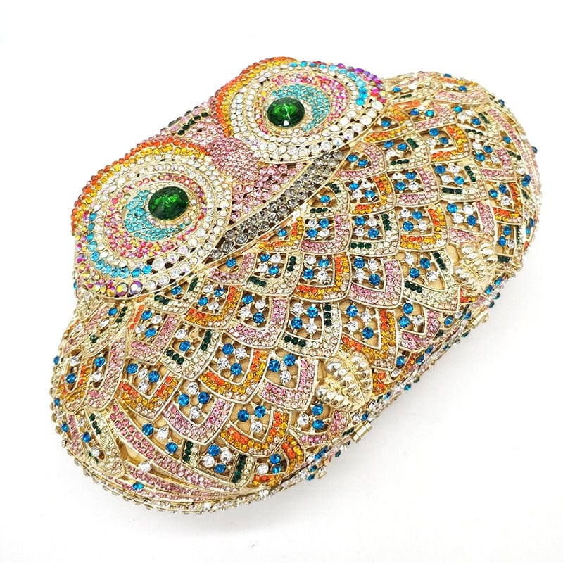 Luxury Crystal Diamond Animal Evening Bag Hollow-Out Owl Clutch bags WAAMII   