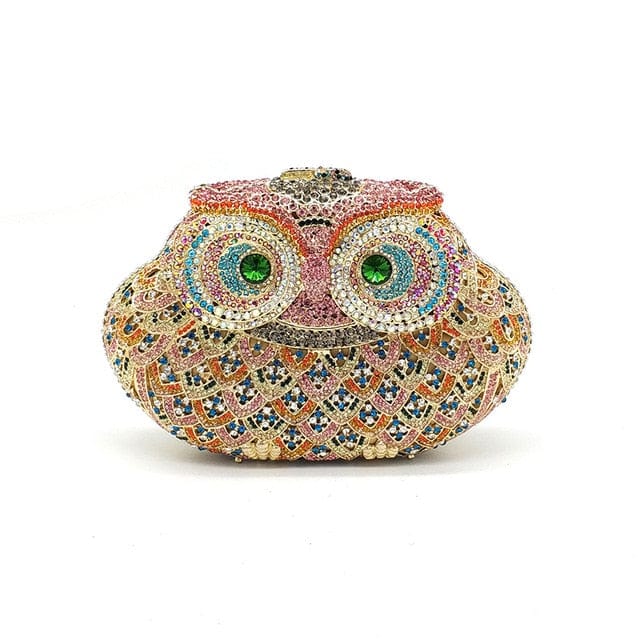Luxury Crystal Diamond Animal Evening Bag Hollow-Out Owl Clutch bags WAAMII Color 2  