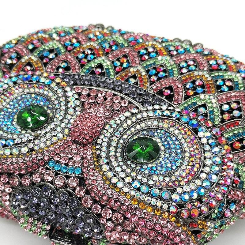 Luxury Crystal Diamond Animal Evening Bag Hollow-Out Owl Clutch bags WAAMII   