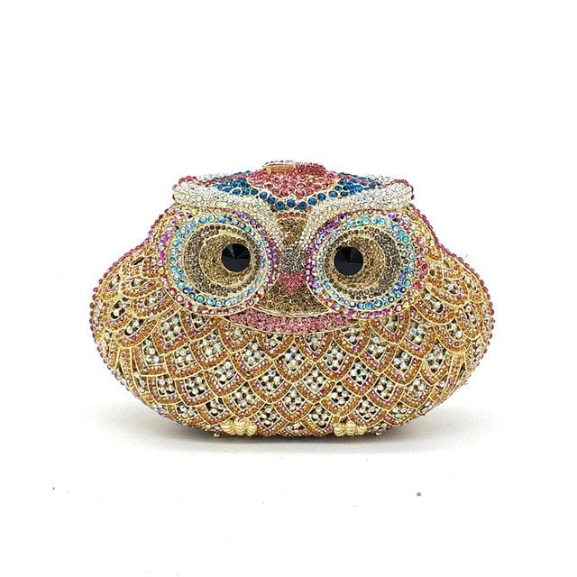 Luxury Crystal Diamond Animal Evening Bag Hollow-Out Owl Clutch bags WAAMII   