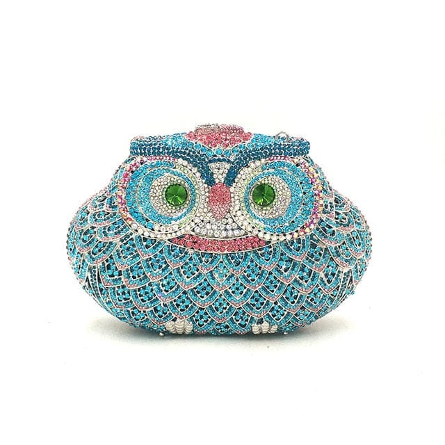 Luxury Crystal Diamond Animal Evening Bag Hollow-Out Owl Clutch bags WAAMII   