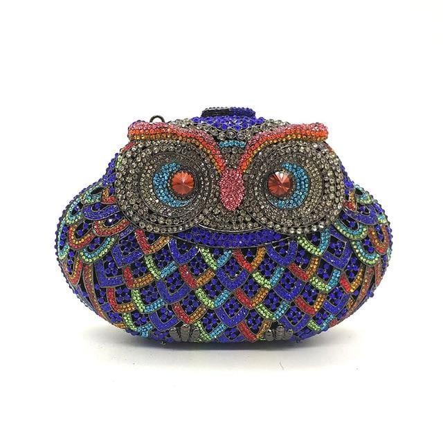 Luxury Crystal Diamond Animal Evening Bag Hollow-Out Owl Clutch bags WAAMII Color 10  