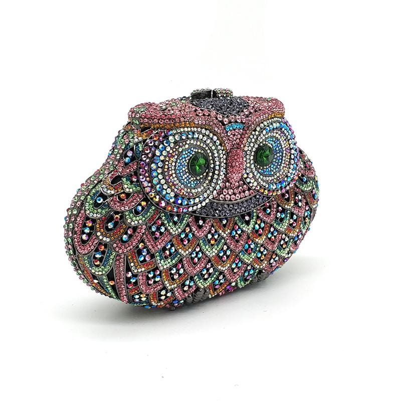 Luxury Crystal Diamond Animal Evening Bag Hollow-Out Owl Clutch bags WAAMII   