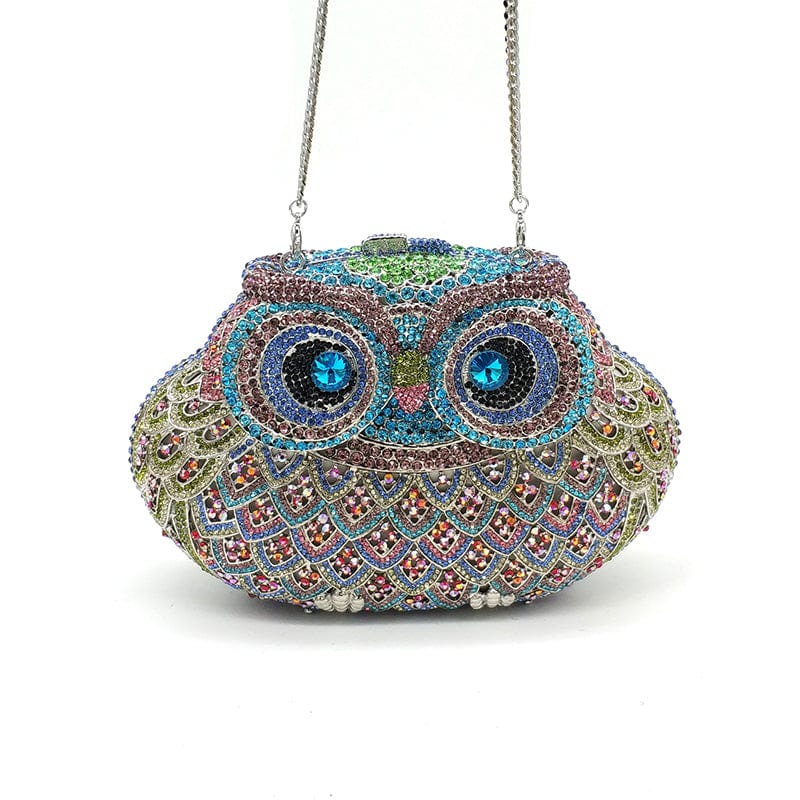 Luxury Crystal Diamond Animal Evening Bag Hollow-Out Owl Clutch bags WAAMII   