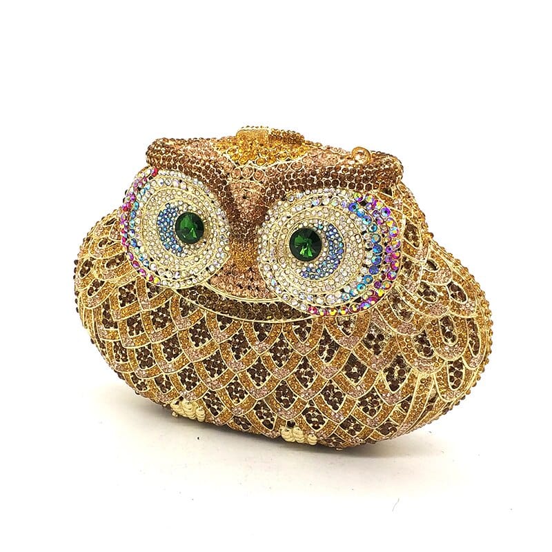 Luxury Crystal Diamond Animal Evening Bag Hollow-Out Owl Clutch bags WAAMII   