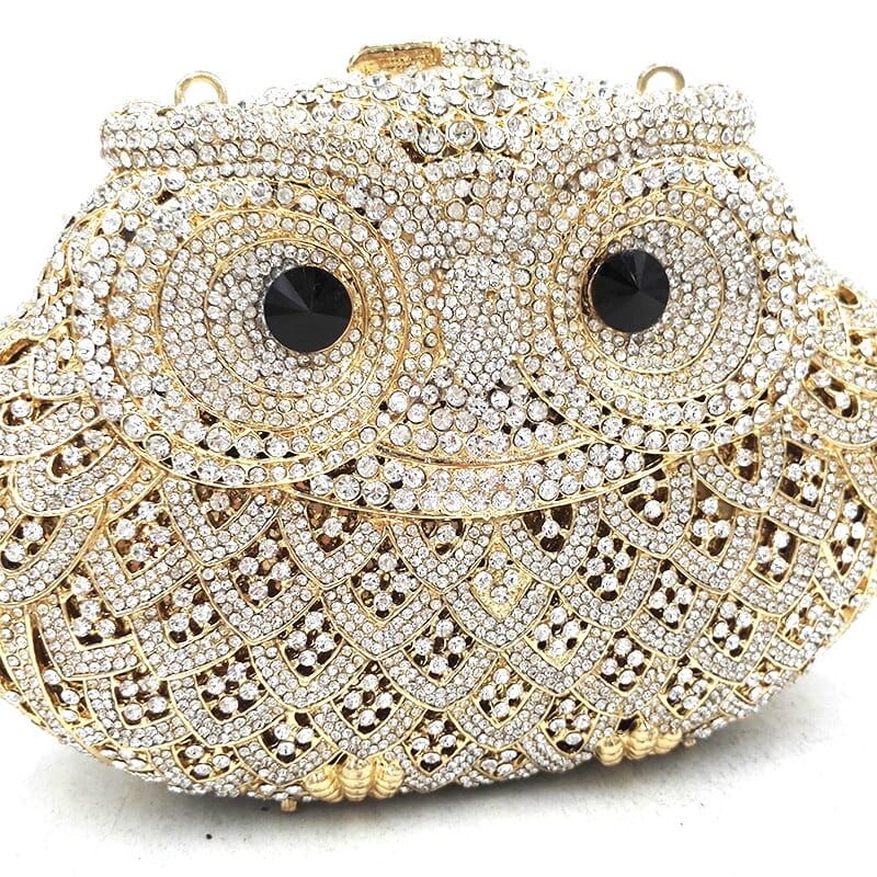 Luxury Crystal Diamond Animal Evening Bag Hollow-Out Owl Clutch bags WAAMII   