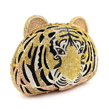 Luxury Crystal Enamel Gold Tone Tiger Clutch Purse - - Luxury bags by WAAMII