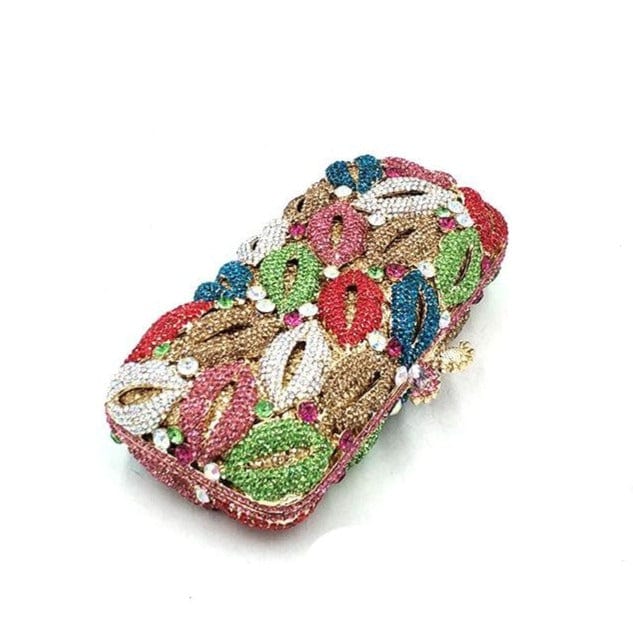 Luxury Crystal Hot Lip Colorful Clutch bags WAAMII   