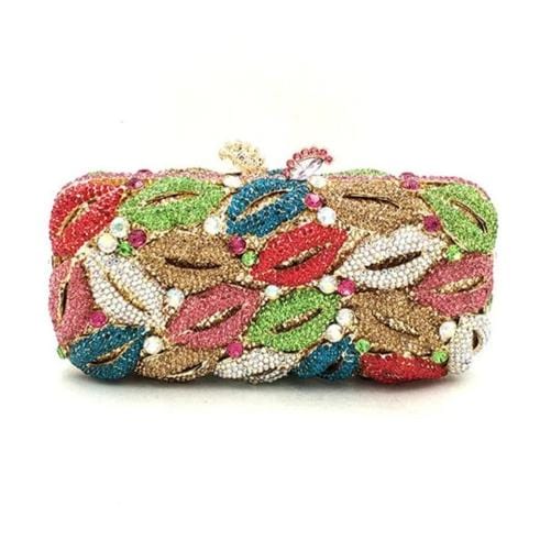 Luxury Crystal Hot Lip Colorful Clutch bags WAAMII Multicolor  